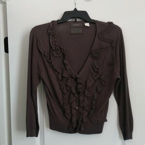 Anthropologie Guinevere embellished cardigan in dark taupe. Size L